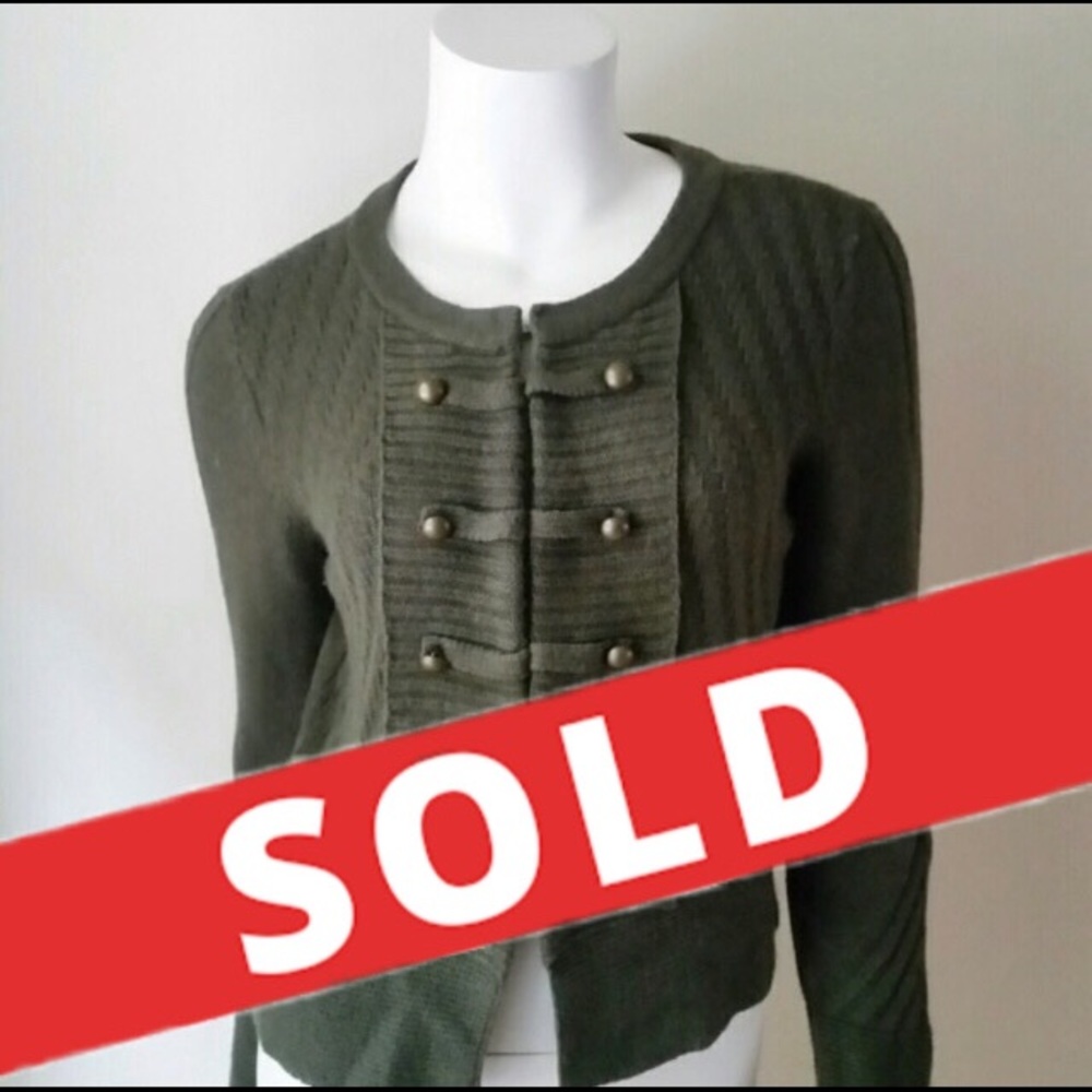 H&M Camo Green Military Style Cardigan Sweater Med